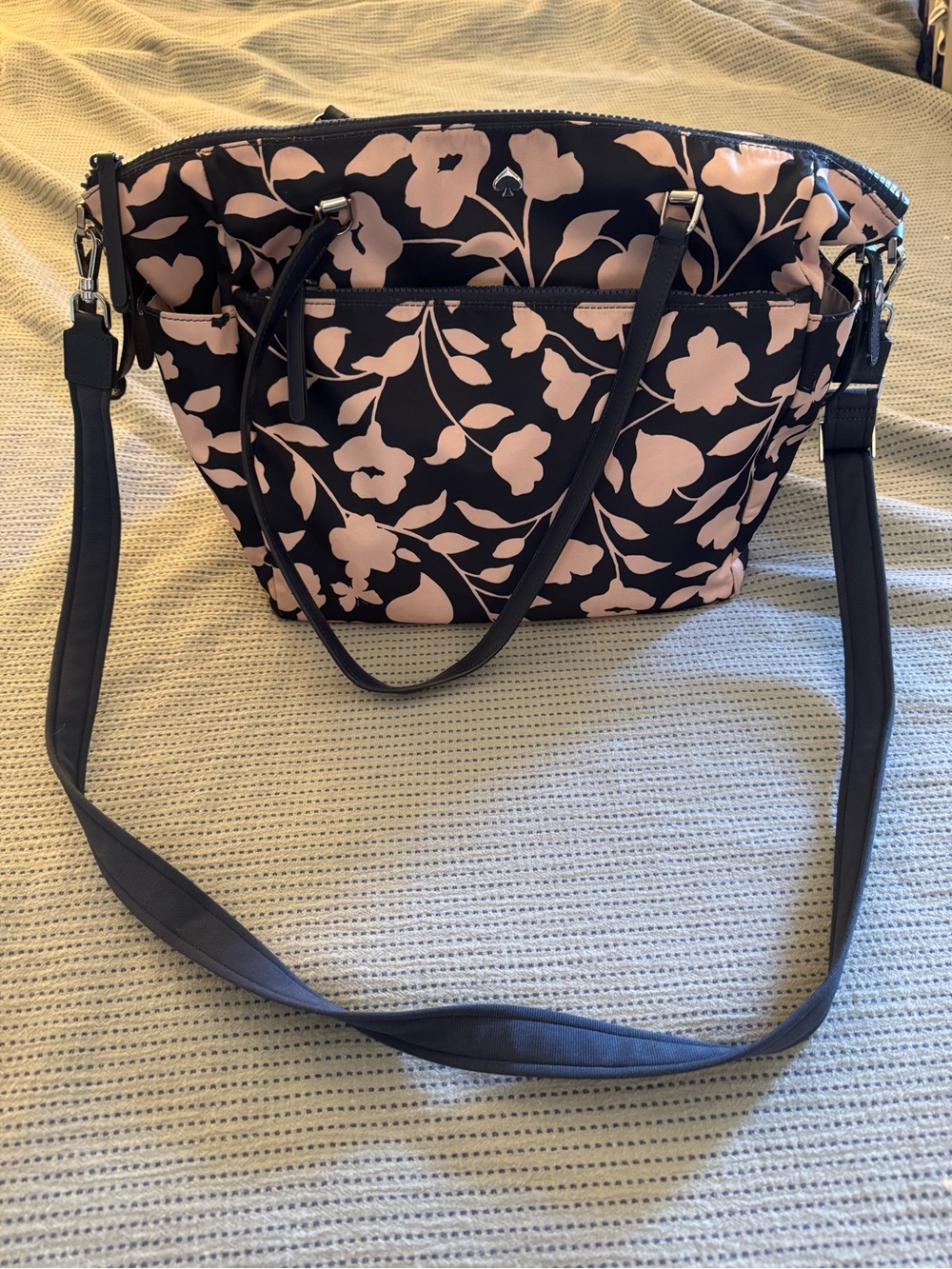 kate spade Black and Blush Floral Shoulder Bag diaper bag
